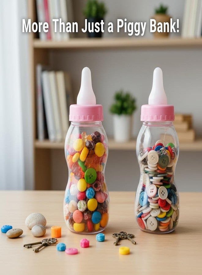 SUPVOX Funny Baby Bottle Piggy Bank: Transparent PVC Piggy Bank - Pink Funny Coin Bank for Desktop Ornament Birthday Kids - Image 4